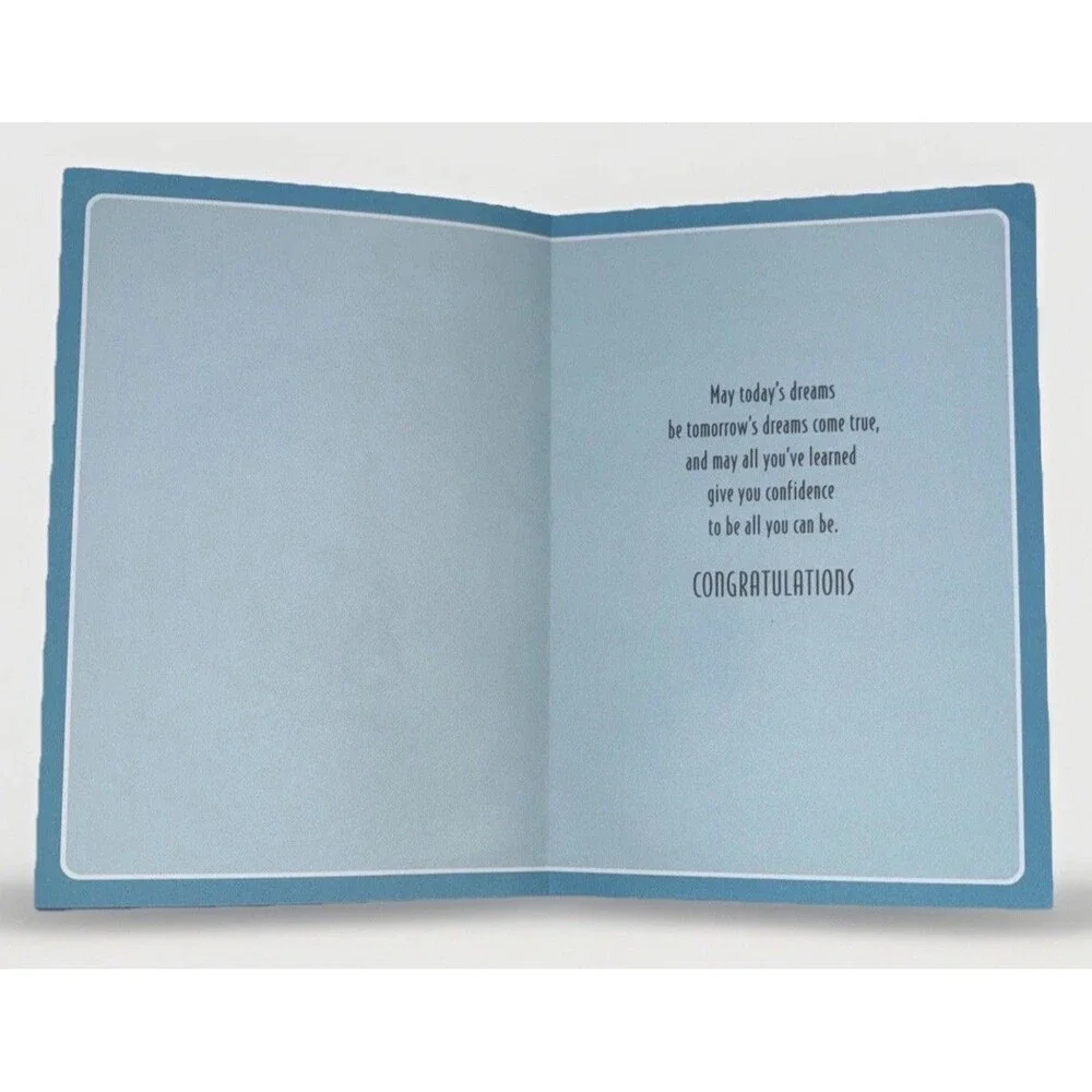 Hallmark Expressions Graduation Greeting Card Globe Floral Blue With Envelope.